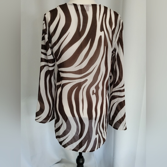 WANT! Zebra Print Sheer Swim Cover, M - Picture 4 of 6